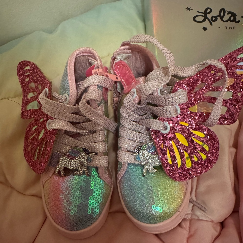 Lola & The Boys Kids Glittery Winged Sneakers